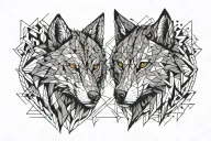 two wolf's head tattoo design idea