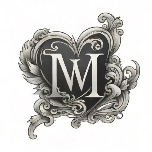 initial M  love heart date 10.08.22 tattoo design idea