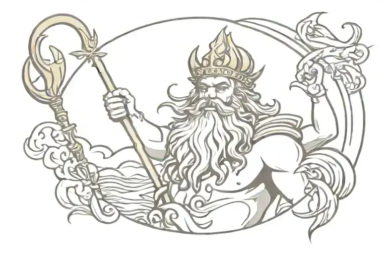 King Neptune, guardian of the Sea tattoo design idea