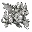 pikachu riding charizard tattoo design idea