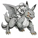 pikachu riding charizard tattoo design idea