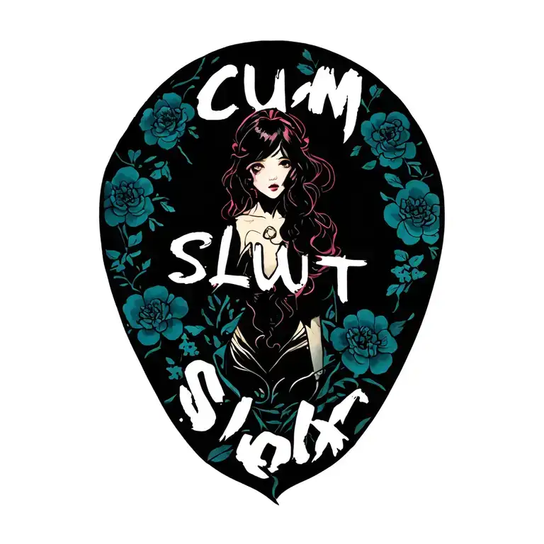 "cum slut" sissy tattoo design idea