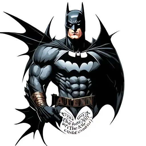 tattoo batman logo with Athene and "the man with the code " in the logo tattoo design idea