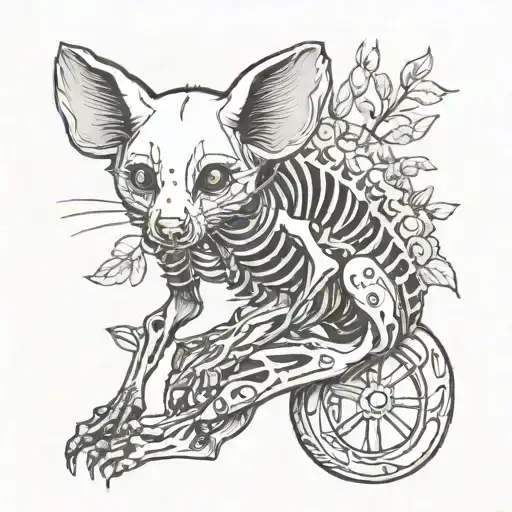 a skeleton of a possum tattoo design idea