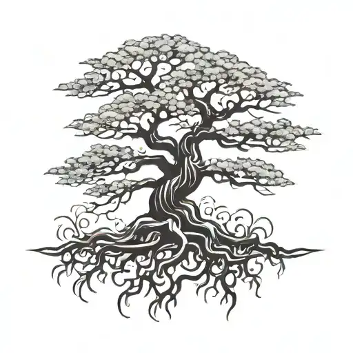 bonsai tree roots tattoo design idea