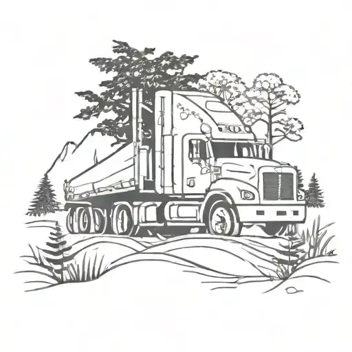 truck driver and nature inspired tattoo tattoo design idea