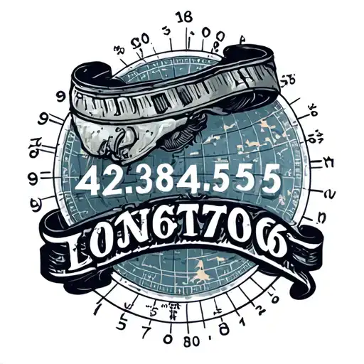 "42.874559 °N  -85.677662 °W" Latitude And Longitude tattoo design idea