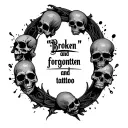 "Broken and forgotten " skulls surrounded tattoo design idea