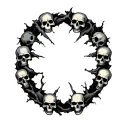 "Broken and forgotten " skulls surrounded tattoo design idea