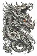 abstract oil spill fading into dragon head tattoo design idea