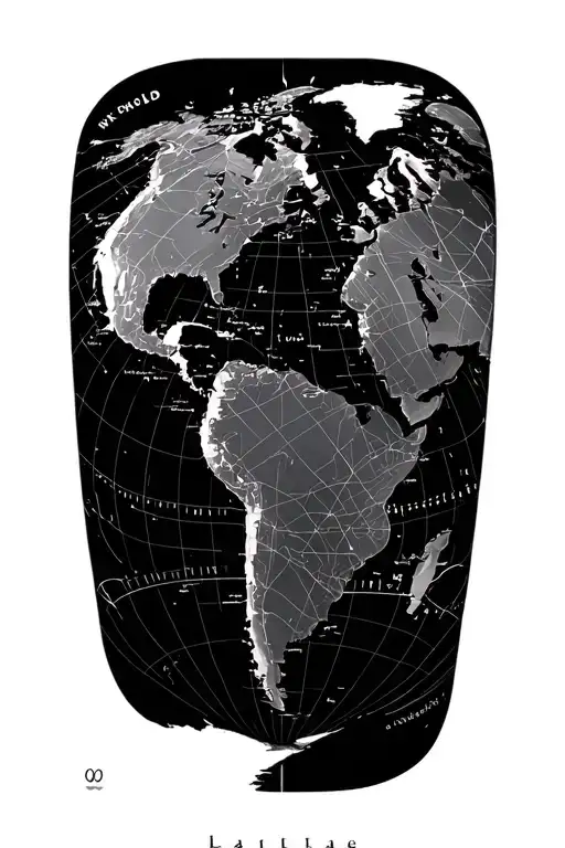 world chart latitude longitude lines tattoo design idea