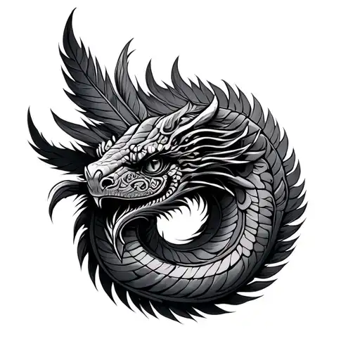 Aztec feathered serpent tattoo design idea