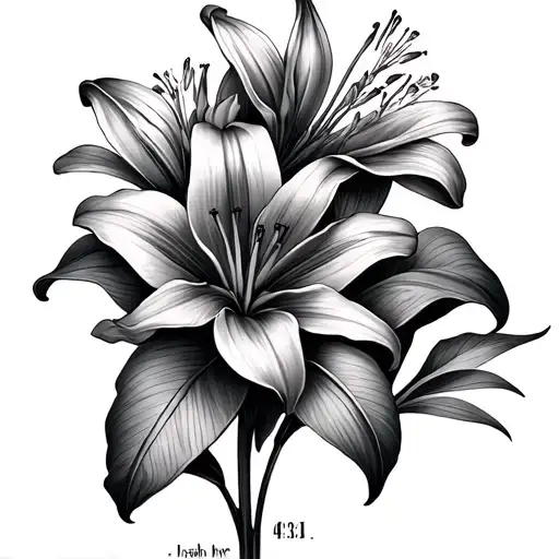 phoniex, lillies, isaiah 40:31 bible verse tattoo design idea