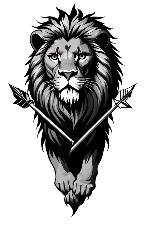 lion with arrow tattoo design idea