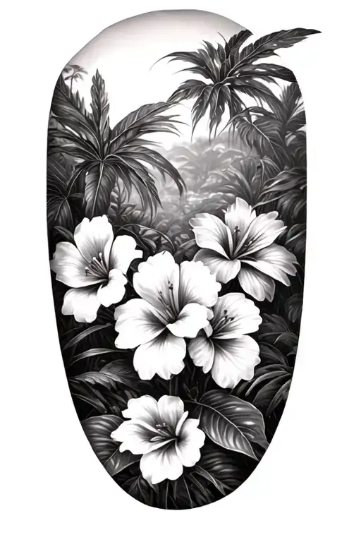 jungle flowers scene tattoo design idea