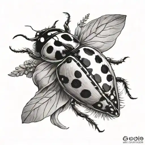 ladybug flying tattoo design idea