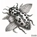 ladybug flying tattoo design idea