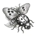 ladybug flying tattoo design idea