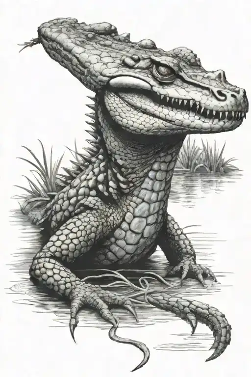 Louisiana swamp alligator tattoo design idea