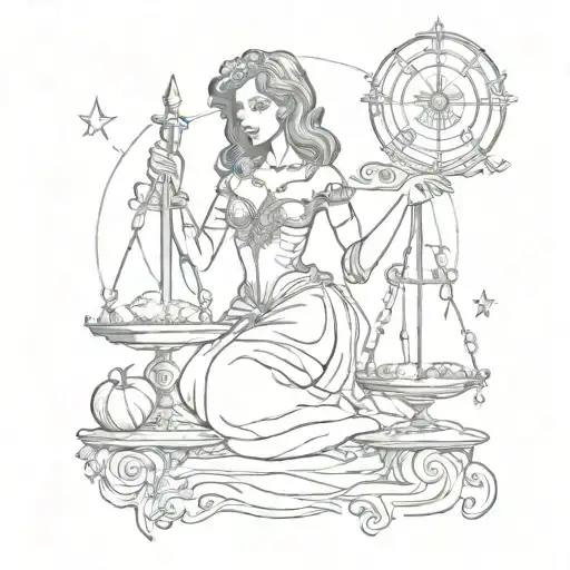 libra zodiac sign and dangerous witch casting spells tattoo design idea