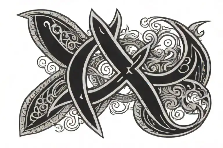 Ichthys Christian symbol with a Chi Rho inside the outline.  tattoo design idea