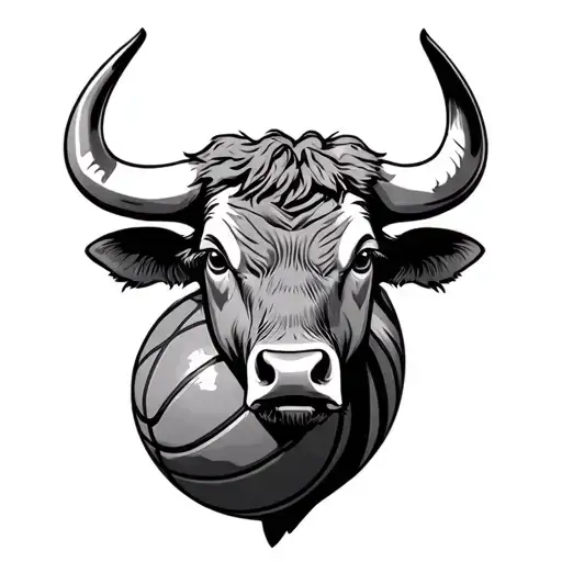 Ferdinand the bull with basketball  tattoo design idea