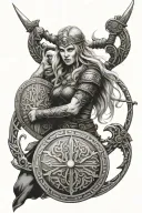 viking shield maiden tattoo design idea