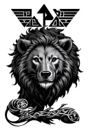 Lion, Bear, white wolf, holy trinity, alpha omega, hebrew, illuminatti tattoo design idea