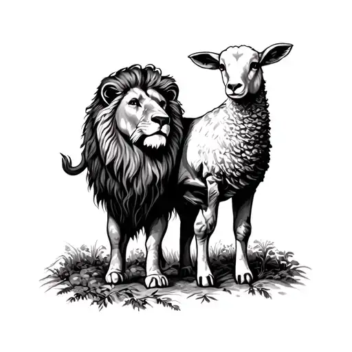 Lion and Lamb American traditional style tattoo tattoo design idea