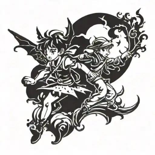 linda & Peter Pan Body tattoo design idea