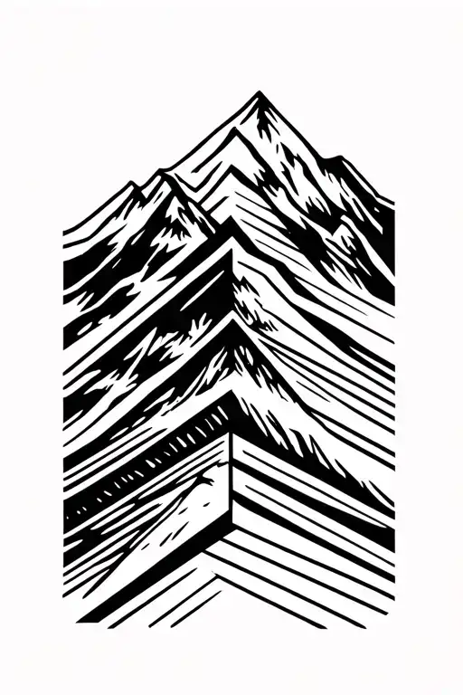 trail running mountain peak tattoo design idea