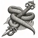crown sword snake wrapped tattoo design idea