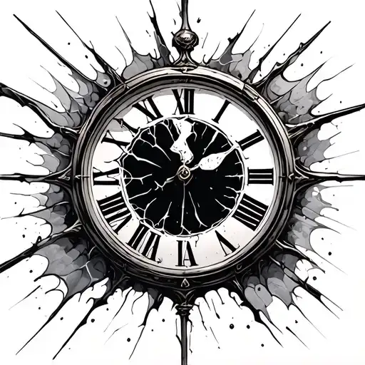 broken clock hour glass tattoo design idea