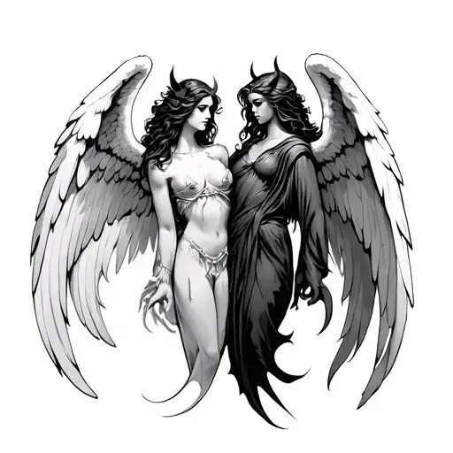 Angel and Demon tattoo design idea