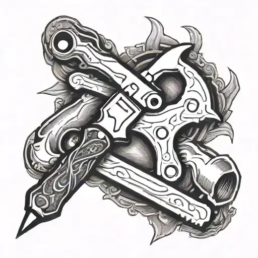 Incorporate intricate woodworking tools like chisels and saws tattoo design idea