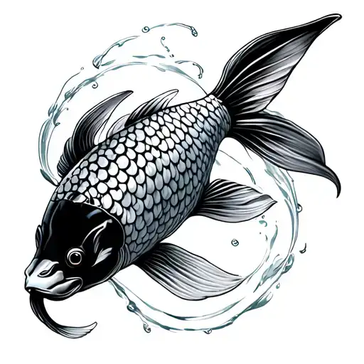 Semicolon shaped koi fish tattoo design idea