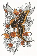Phoenix butterfly combo ram spelling ma spelling tattoo design idea