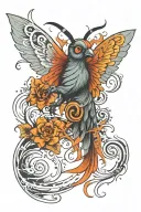 Phoenix butterfly combo ram spelling ma spelling tattoo design idea