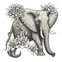 A Female African Elephant with Proteas, Sage and a new Sunrise tattoo design idea