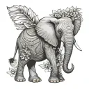 A Female African Elephant with Proteas, Sage and a new Sunrise tattoo design idea
