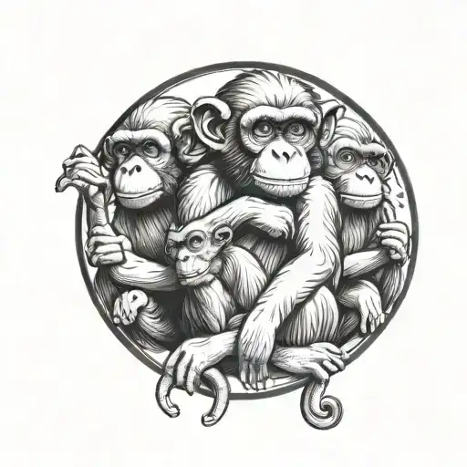 3 wise monkey tattoo design idea