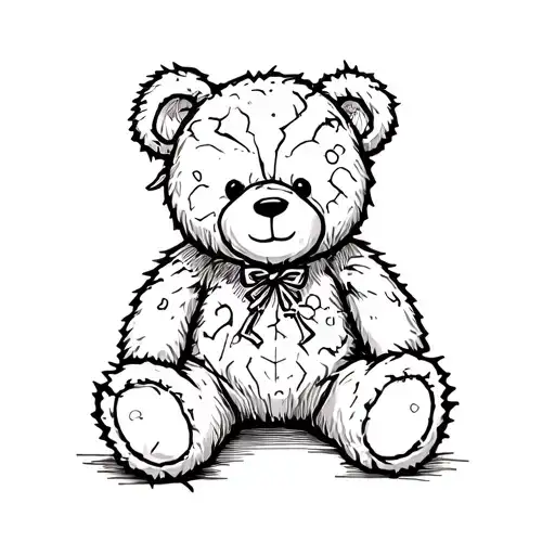 teddy bear ripped tattoo design idea