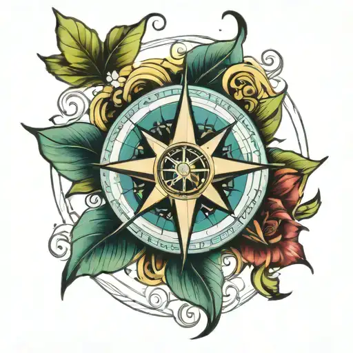 moral compass rose intertwined tattoo design idea