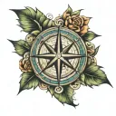 moral compass rose intertwined tattoo design idea