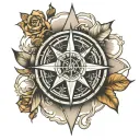 moral compass rose intertwined tattoo design idea