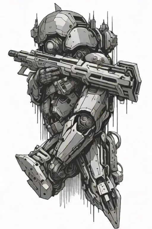 Cyberpunk arm sleeve cyberware tattoo design idea