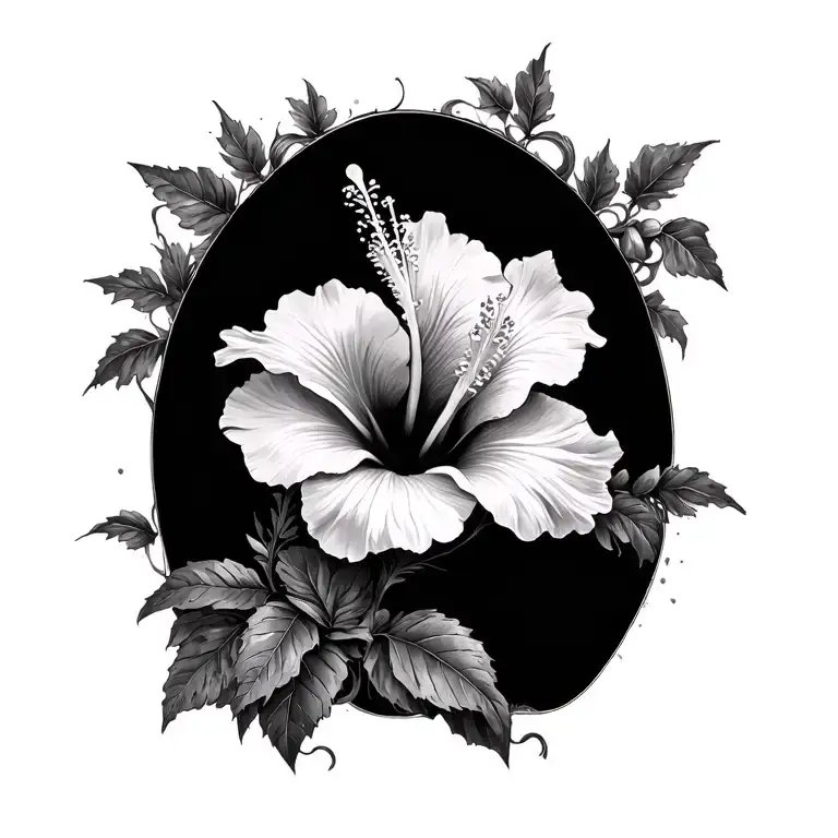 hibiscus blooming flower for girl with vines for ankle tattoo design idea
