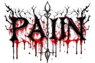 "PAIN" Bloody Pain tattoo design idea