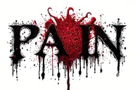 "PAIN" Bloody Pain tattoo design idea