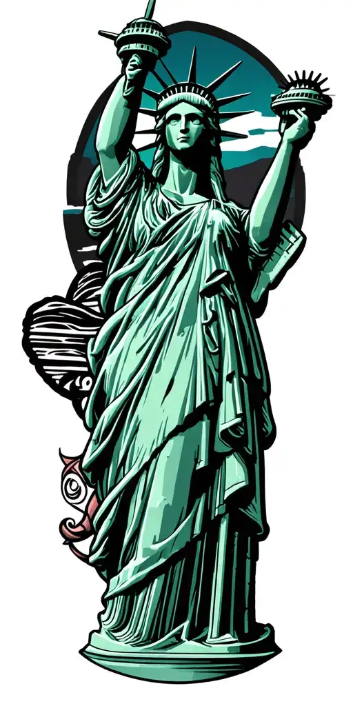 statue of liberty statue tattoo design idea